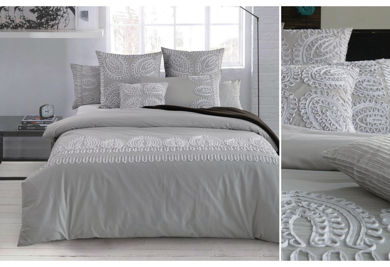 Johnson Home 7 Piece 300 Thread Count Fashion Bedding Set Ribbon Maze (King)