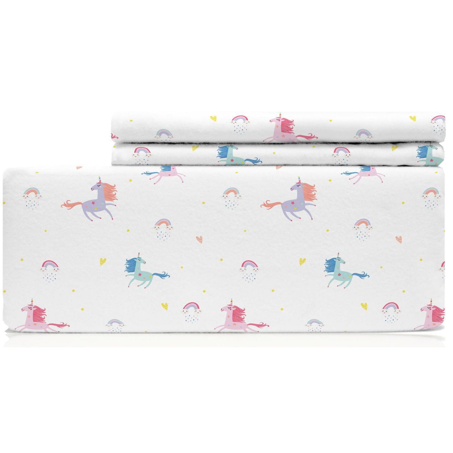 Johnson Home 160 GSM Heavy Weight Flannel Sheet Set – Queen Size, Multi Color Unicorn 01 Cozy Bedding Sheets