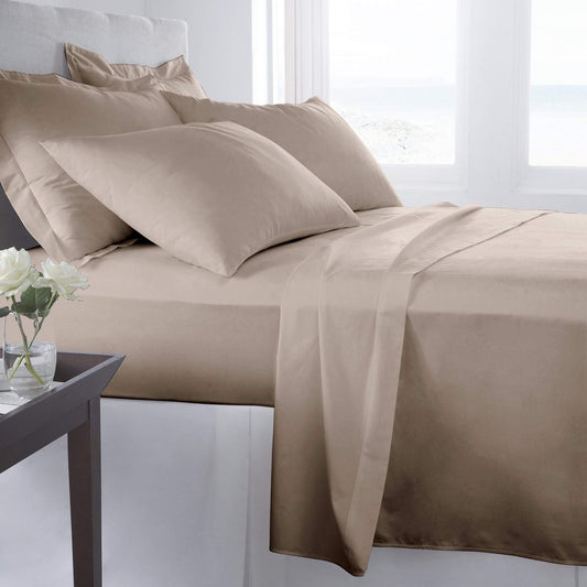 Parure de draps en coton 500 fils Johnson Home, couleur taupe (Grand lit)