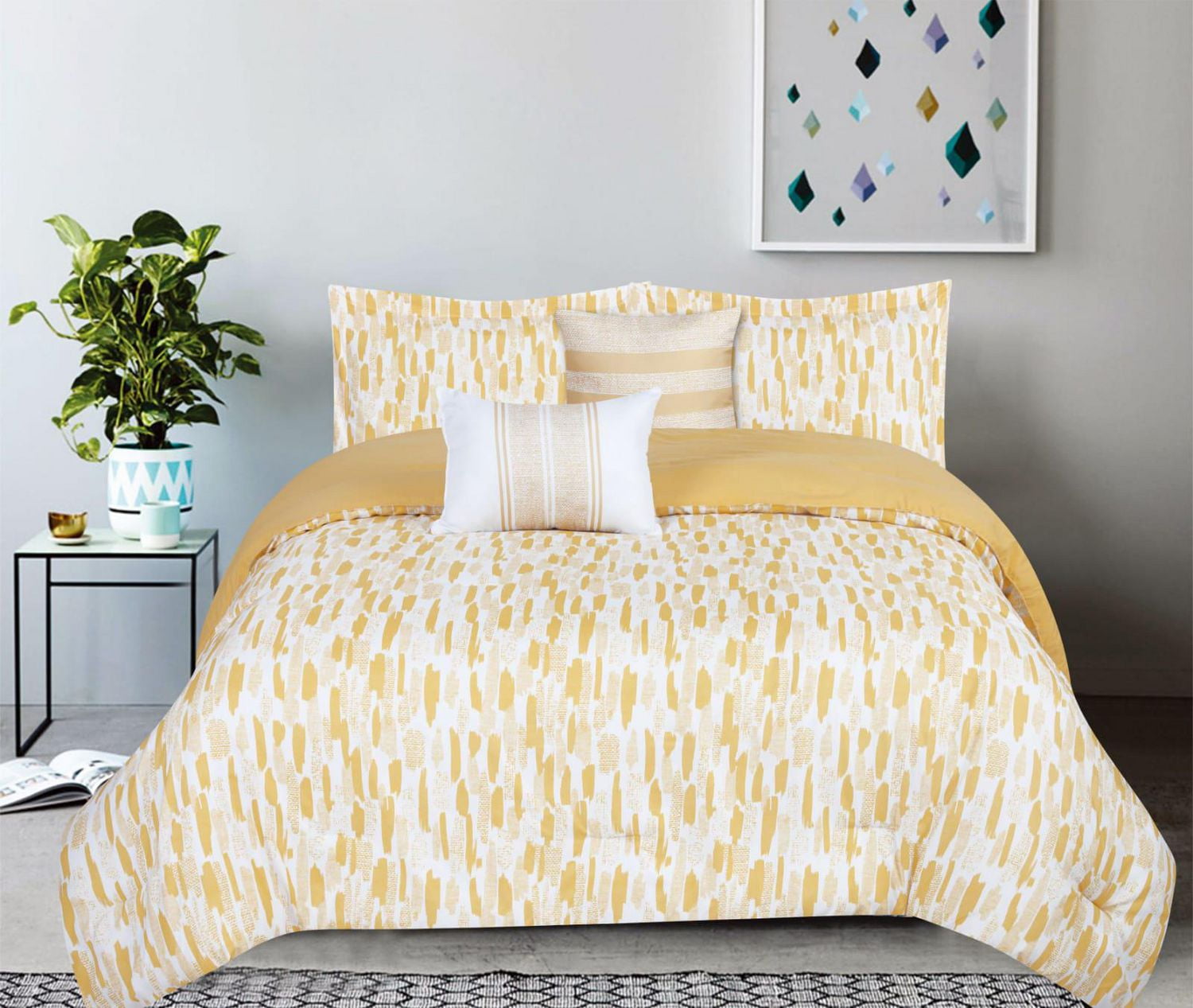 Johnson Home Polyester Comforter Set, Printed-Blue Leafy Tona