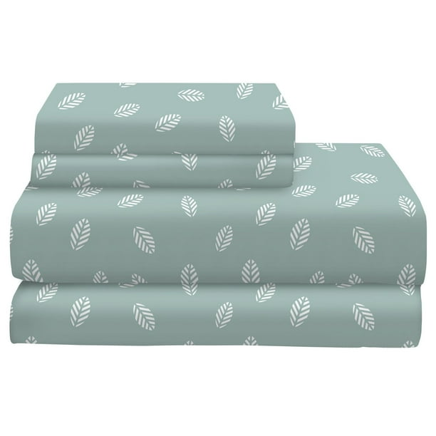 Johnson Home 200 Thread Count Spacious Leaves Bed Sheet Set – Soft Printed Bedding Sheets