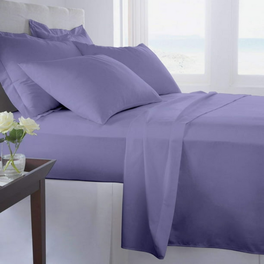 Johnson Home 500 Thread Count Cotton Sheet Set – King Size, Purple Soft & Breathable Bedding Sheets