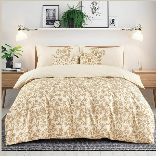 Home 5 Piece Comforter Set 200TC Cotton Includes Shams and Decorative Cushions