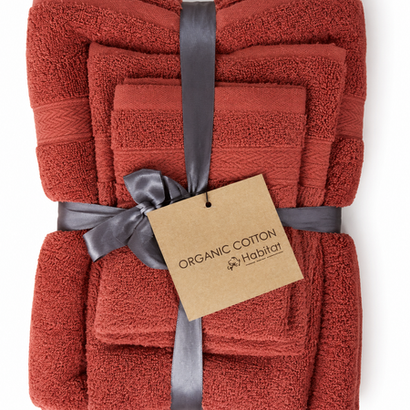 Habitat LHC 3-Piece Towel Set – 650 GSM Organic Cotton, Face Towel, Hand Towel & Bath Towel, Taupe Solid Color