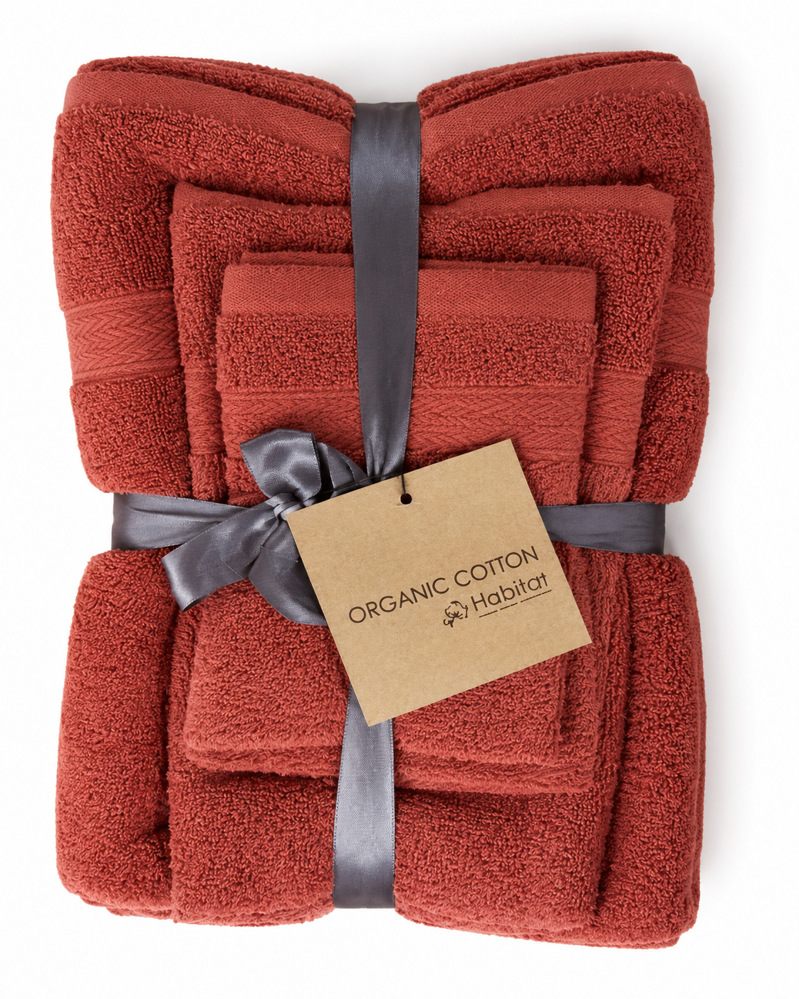 Habitat LHC 3-Piece Towel Set – 650 GSM Organic Cotton, Face Towel, Hand Towel & Bath Towel, Taupe Solid Color
