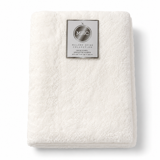 MHC White Bath Towel – 600 GSM Woven Cotton Bath Towel, 27" x 54", Solid White