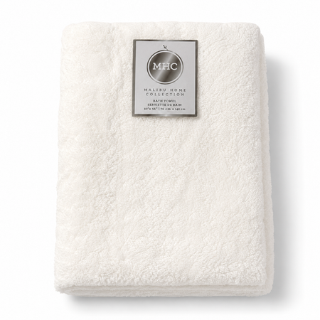 MHC White Bath Towel – 600 GSM Woven Cotton Bath Towel, 27" x 54", Solid White