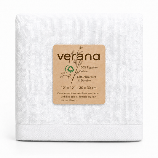Habitat Griffin 12" x 12" Wash Towel – 600 GSM Organic Cotton, Soft & Absorbent Washcloth