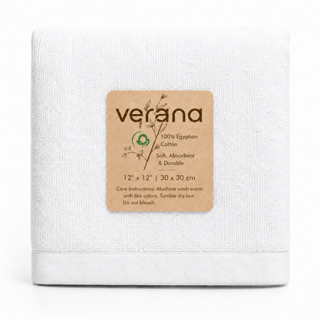 Habitat Griffin 12" x 12" Wash Towel – 600 GSM Organic Cotton, Soft & Absorbent Washcloth