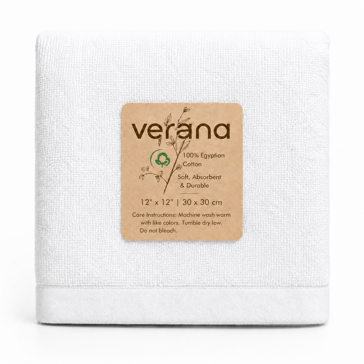 Habitat Griffin 12" x 12" Wash Towel – 600 GSM Organic Cotton, Soft & Absorbent Washcloth