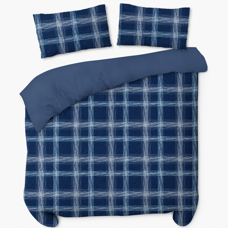 MHC Denim Blue Plaid King Comforter Set – 3 Piece, 85 GSM Polyester Cover with 240 GSM Fill