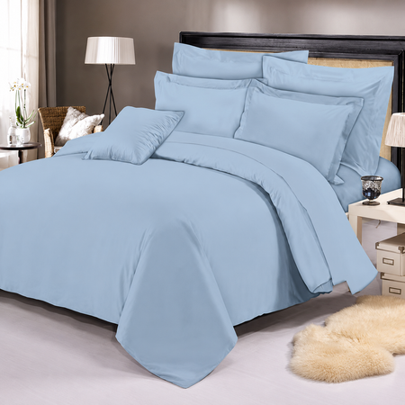 Montebello Ashley Blue Queen Duvet Cover – 500 TC Woven Solid Bedding Cover