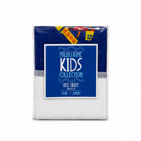 ML Home Kids Twin Bed Skirt – 132 TC Poly-Cotton, Blue Builders Printed Bed Skirt