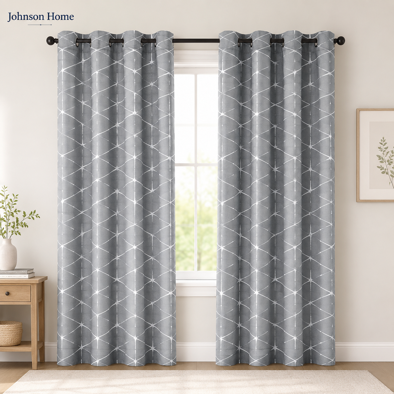 Modern Antiquity Susan Grey & White Drapery Panel – Single 52" x 84", 280 GSM Polyester Curtain Panel