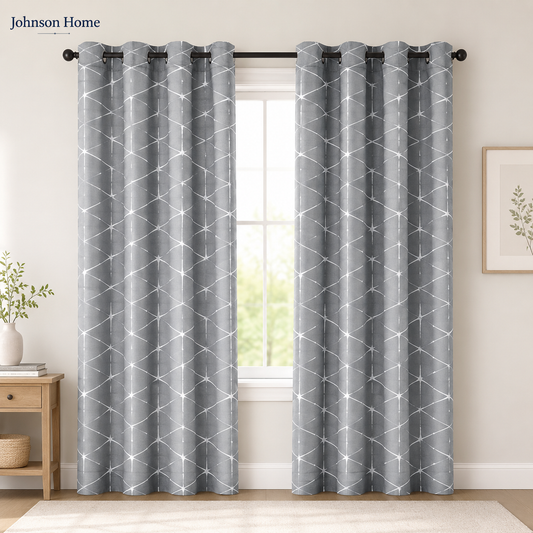 Modern Antiquity Susan Grey & White Drapery Panel – Single 52" x 84", 280 GSM Polyester Curtain Panel
