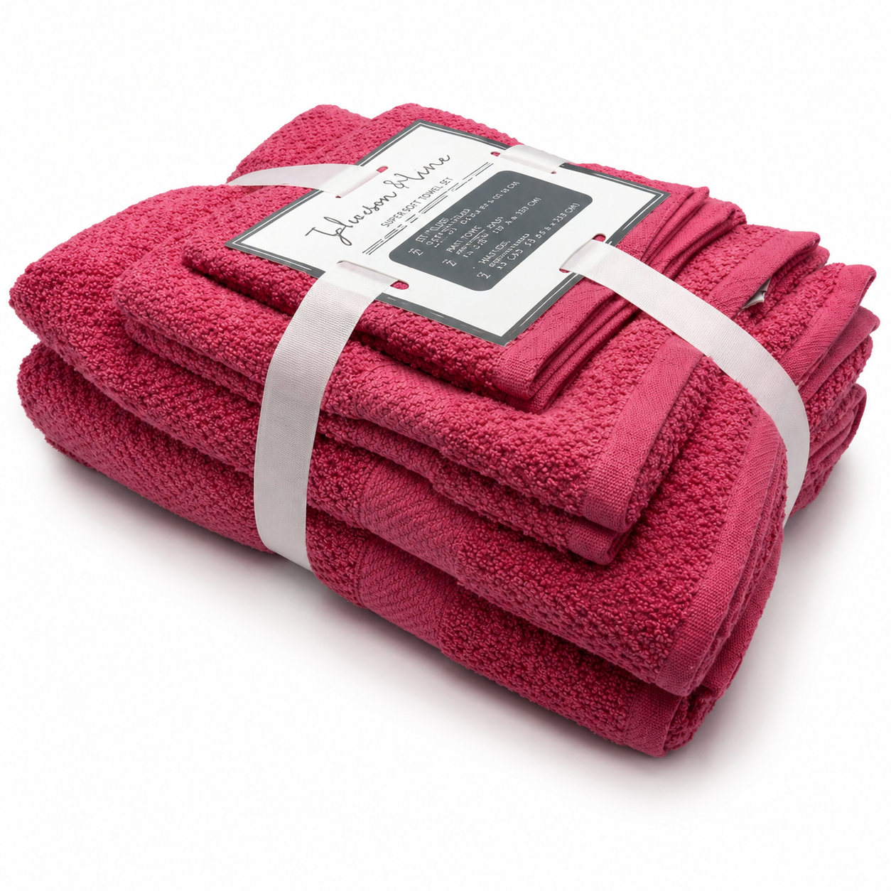 Johnson Home 6-Piece Towel Set – 100% Cotton, 430 GSM, Standard Size, Fruit Dove Solid Color