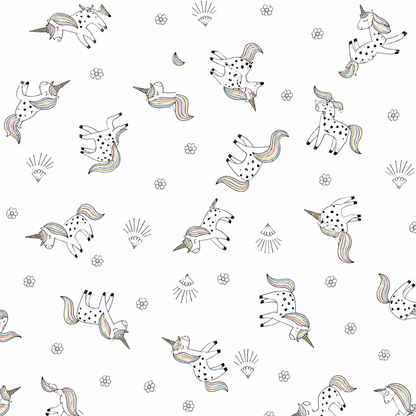 HABITAT Twin Duvet Cover – 200 Thread Count Organic Cotton, Black & White Unicorn & Diamond Shiny Stars Print