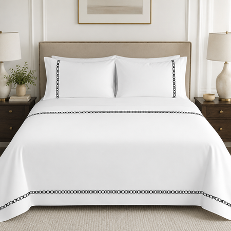 Parures de draps en coton égyptien 300 fils Johnson Home avec détails brodés