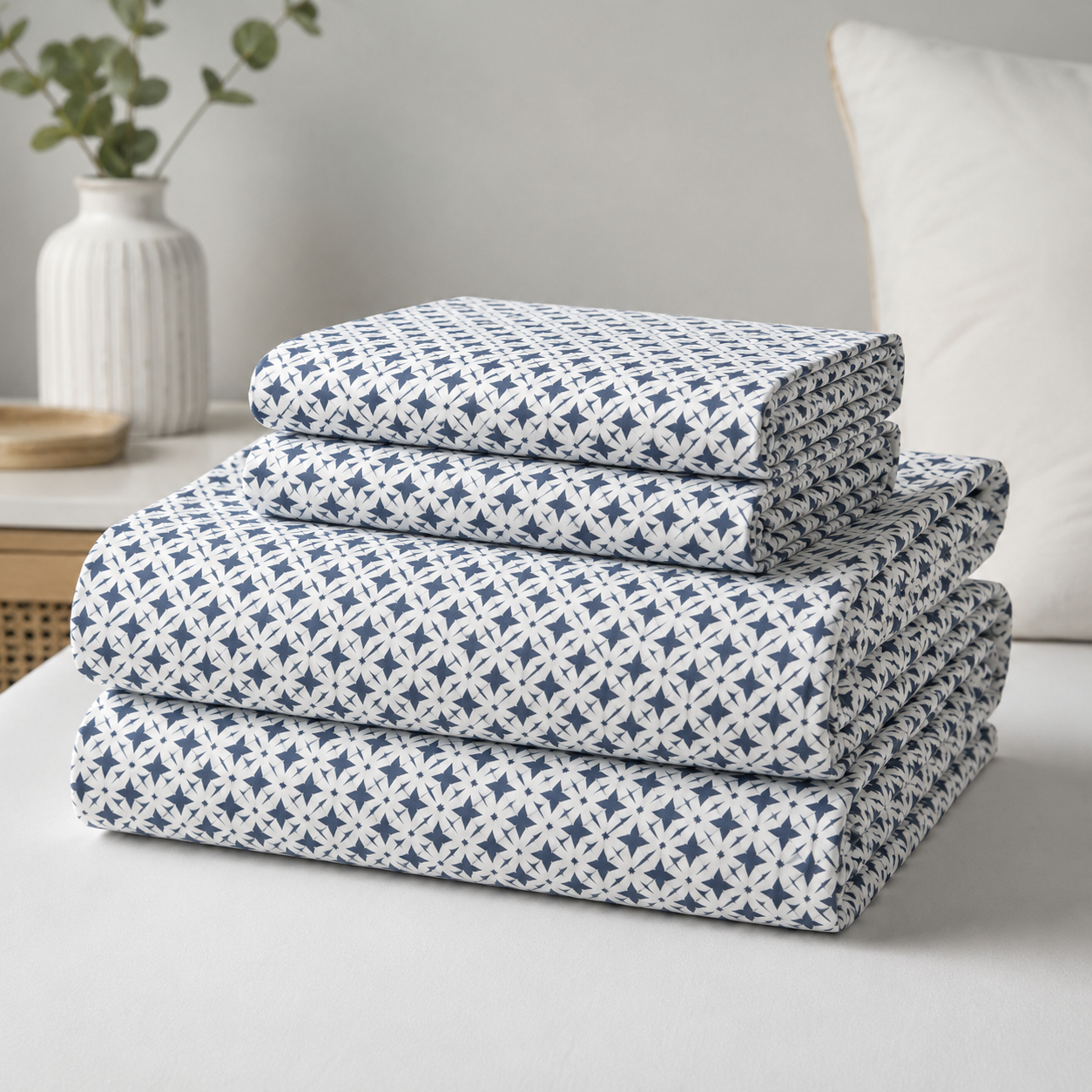 Johnson Home 200 Thread Count Organic Cotton Sheet Set – Indigo Tie Dye Soft & Breathable Bedding Sheets