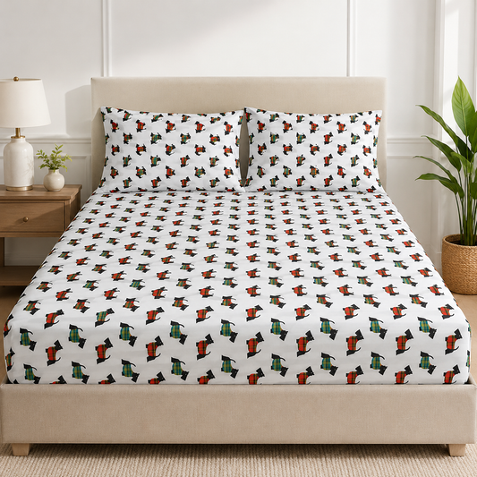 Johnson Home 144 Thread Count Cotton Printed Sheet Set – Soft, Lightweight & Breathable Bedding Sheets