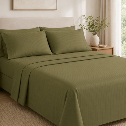 Johnson Home 600 Thread Count Cotton Tuxedo Sheet Set – Soft, Smooth & Premium Bedding Sheets