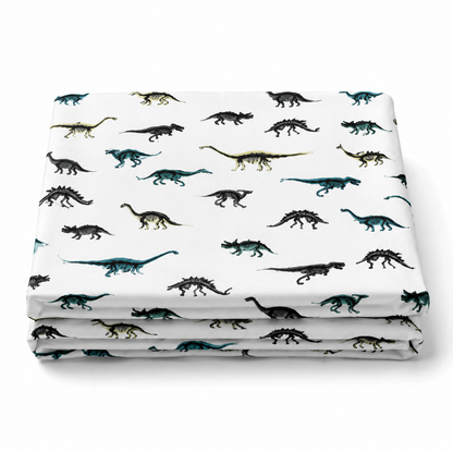 HABITAT Twin Duvet Cover – 200 Thread Count Organic Cotton, Black & White Dino Sketch Print