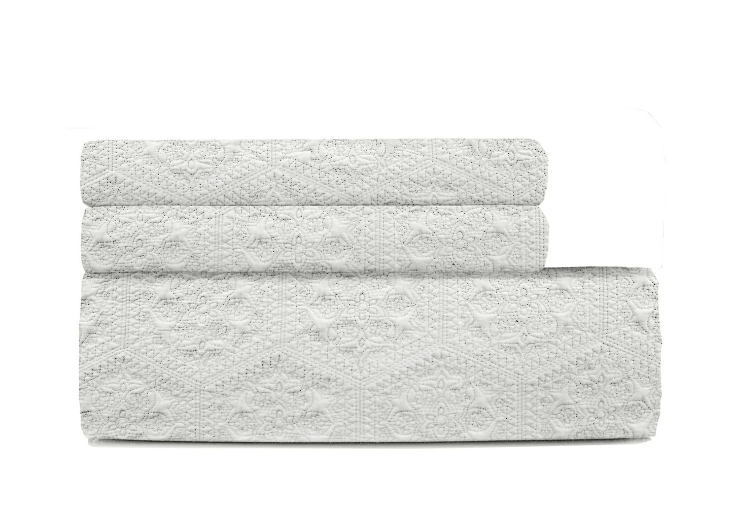 Ensemble de couvre-lits en coton Johnson Home, motif hexagonal persan, couleur ivoire