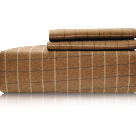 Johnson Home Flannel Duvet Cover Set Check Taupe (Queen)