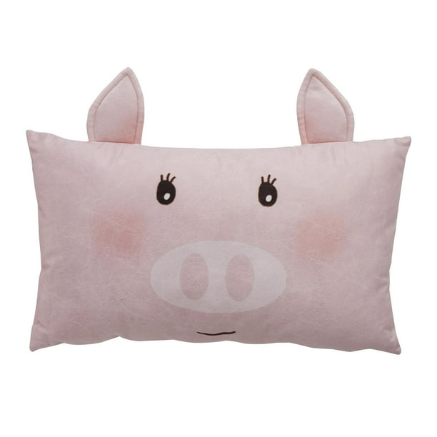 Luxury Pink Piggy Cushion – 12" x 20", 144 Thread Count 100% Cotton Decorative Pillow
