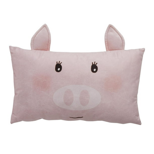 Luxury Pink Piggy Cushion – 12" x 20", 144 Thread Count 100% Cotton Decorative Pillow
